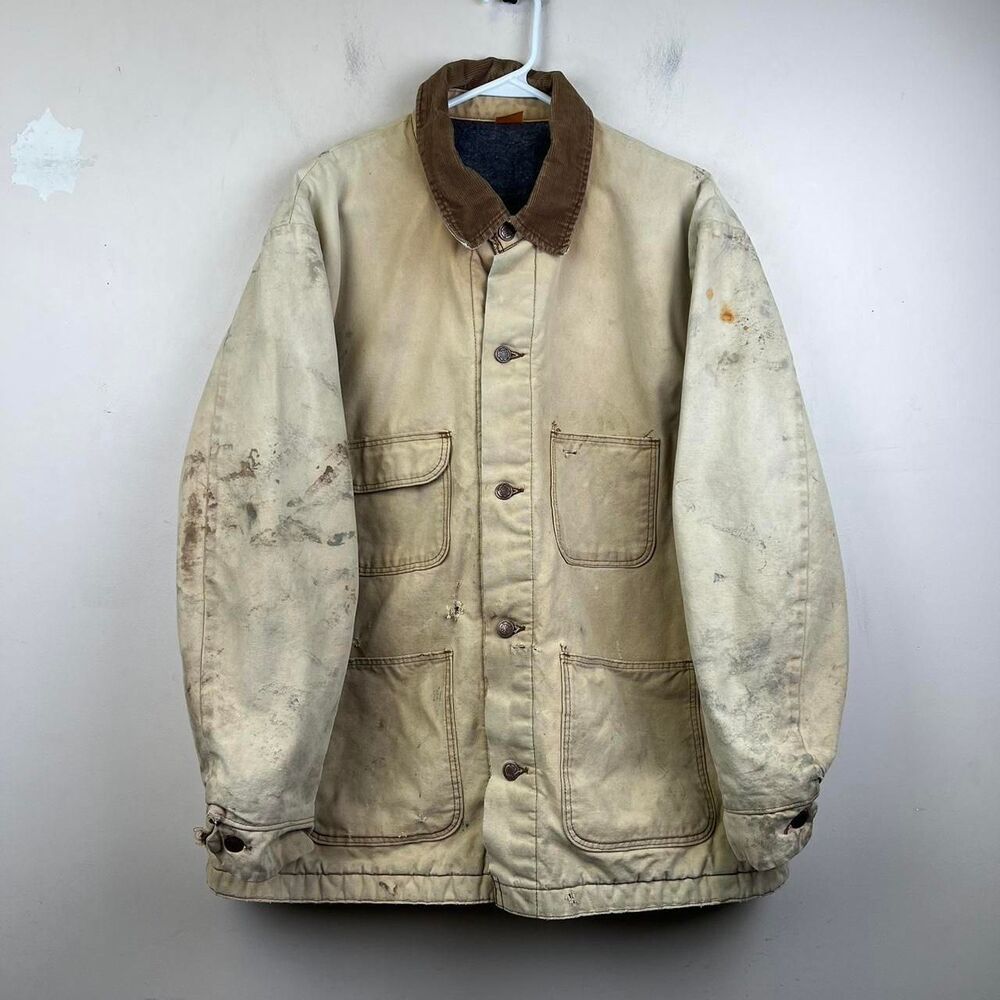 Vintage 90s Big Ben by Wrangler Distressed Chore Coat Blanket Linging Size L